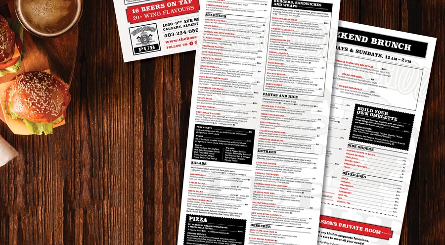 image of Hose and Hound menus