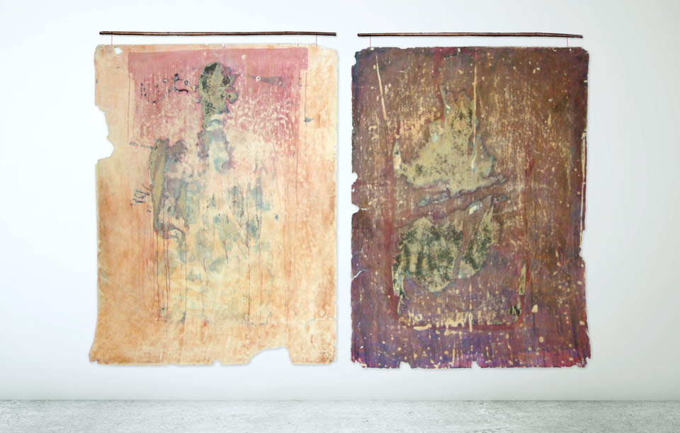 image of two mixed media paintings titled Angels