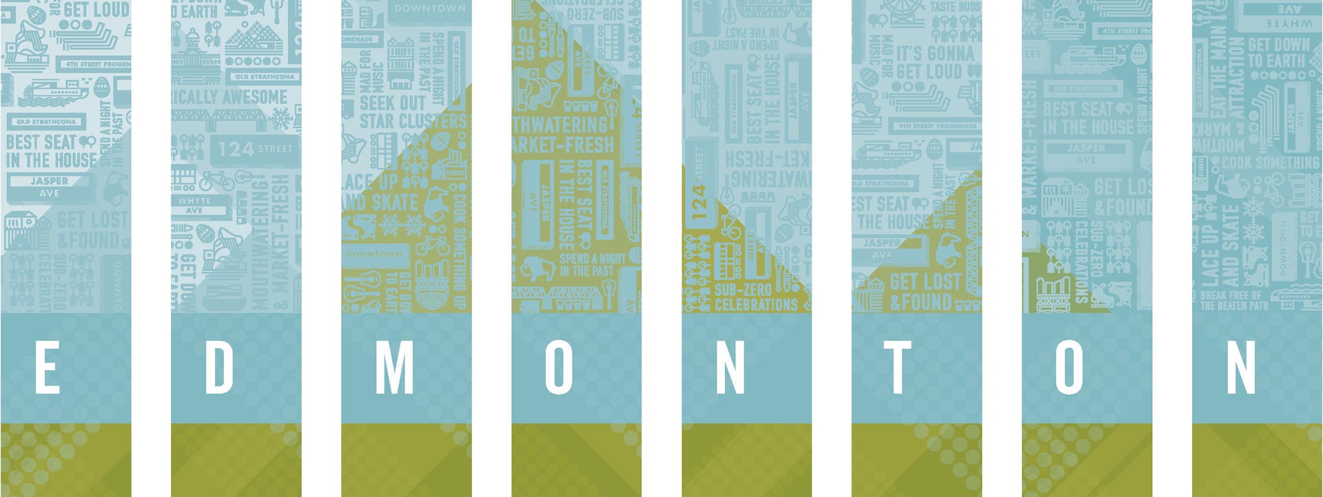 image of Explore Edmonton pillar wraps at Edmonton Airport