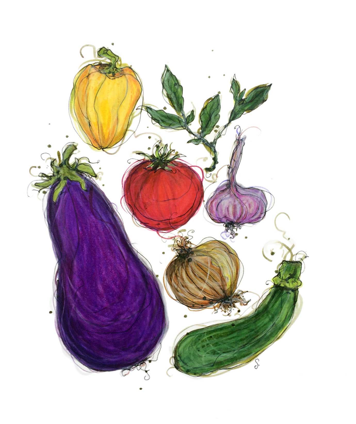 image of ratatouille vegetables illustration