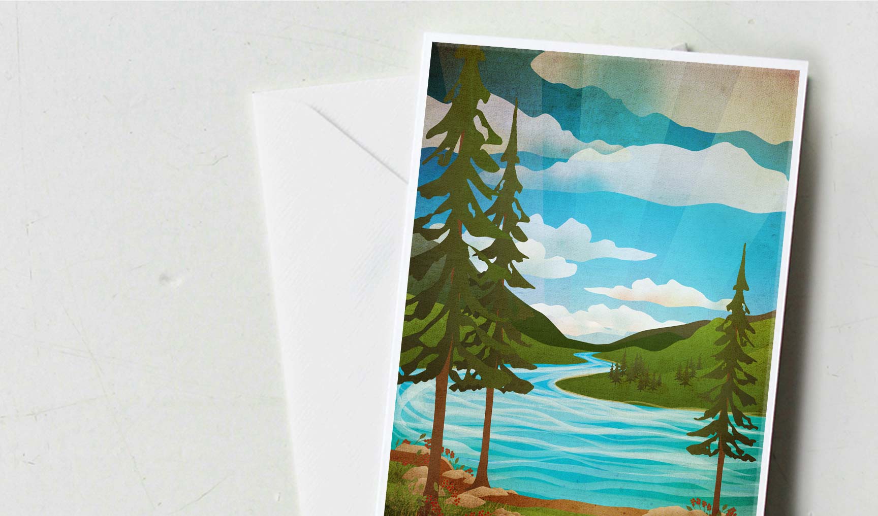 image of Palliser Hotel river illustration on card